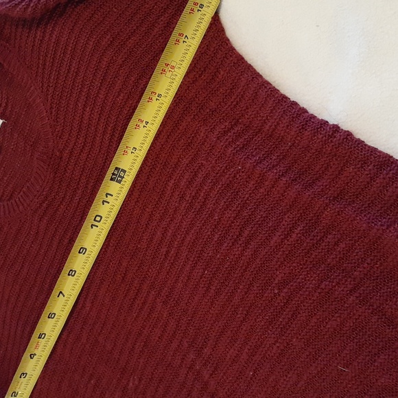 Pink Rose Maroon Long Sleeve Longline Sweater Cozy Fall Knit Everyday Style M - Picture 8 of 10